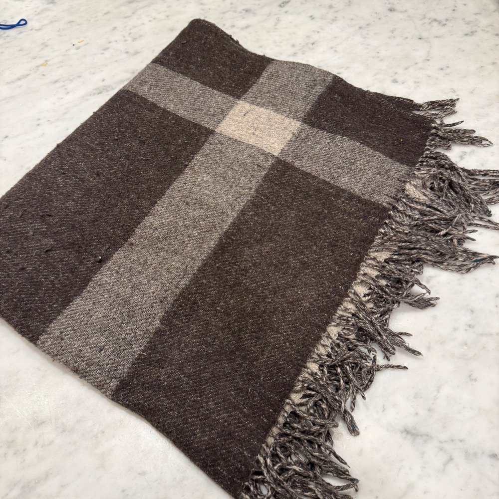 Roca Home Brown Plaid Throw Blanket Fringed Made in Portugal 50x67 Newplaids